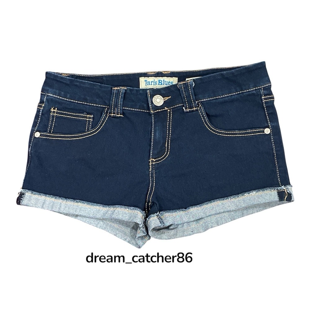 Vintage Y2K Paris Blues Dark Wash Denim Shorts Sz 11 Cuffed
